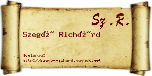 Szegő Richárd névjegykártya
